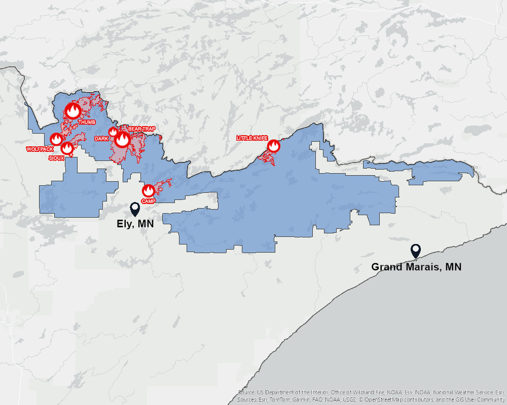 Map of wildfires