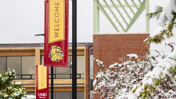 UMD banners showing Welcome and bulldog head image