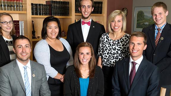 Hannah Keil (center, in blue shirt) with the other 2013/2014 student representatives to the Board of Regents Committee.