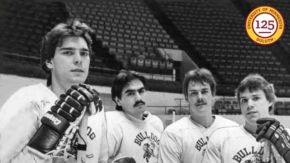 UMD hockey players -  Tom Kurvers, Bill Watson, Matt Christensen, and Tom Herzig