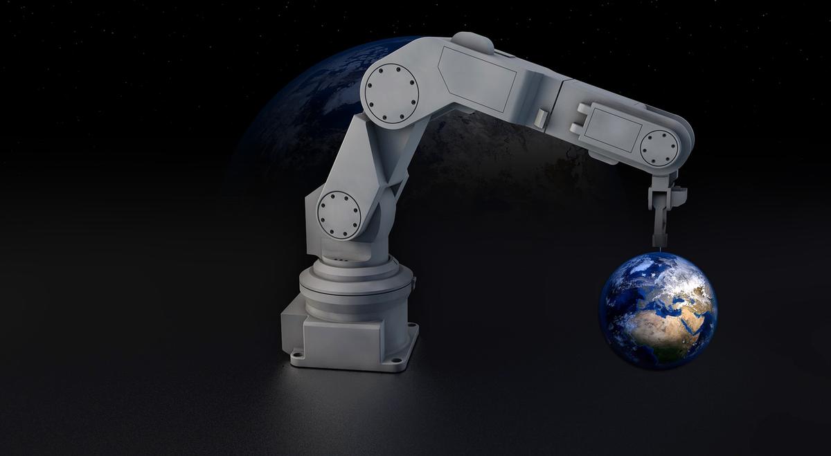 Robot arm with Earth