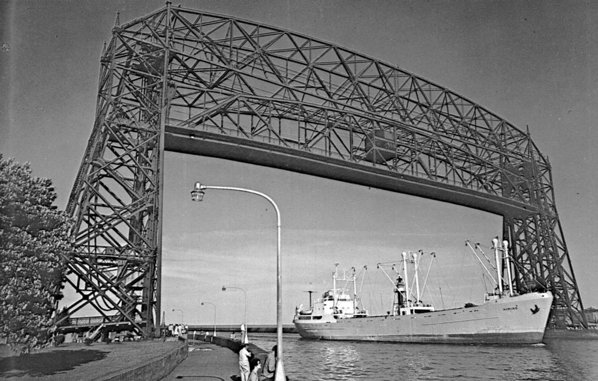 Historic ship entering Duluth harbor