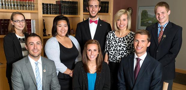 Hannah Keil (center, in blue shirt) with the other 2013/2014 student representatives to the Board of Regents Committee.