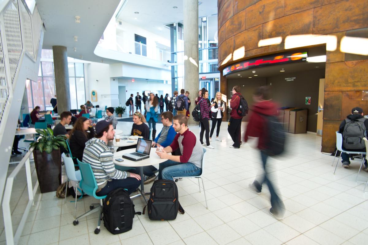 LSBE's Atrium with the bustle of students